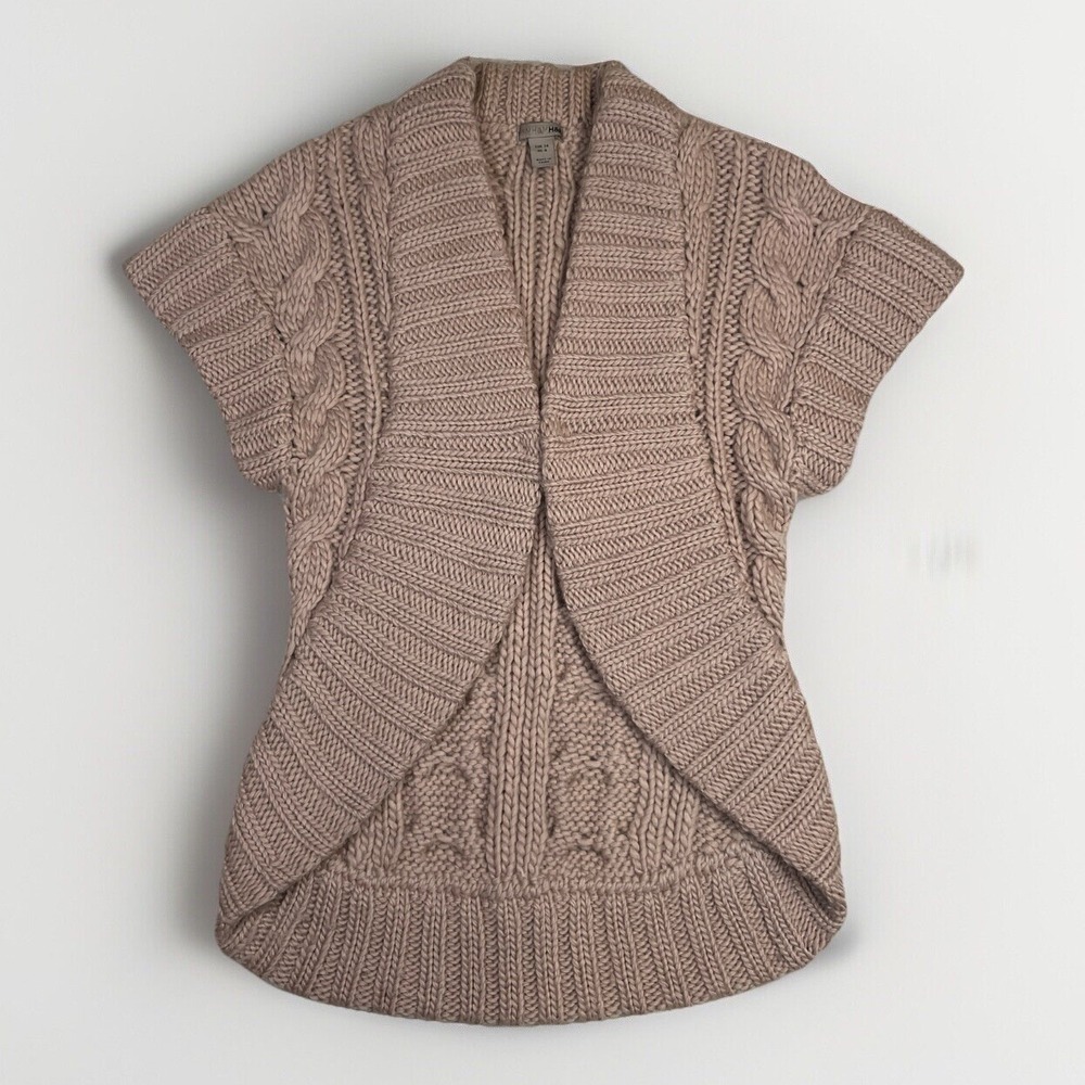 VTG H&M Shrug Cardigan Sweater Cable Knit 100% Wool Short Sleeve Y2K Clasp